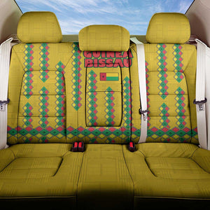 Guinea Bissau Back Car Seat Cover Yellow Tribal Geometric Design and National Flag - African Pride