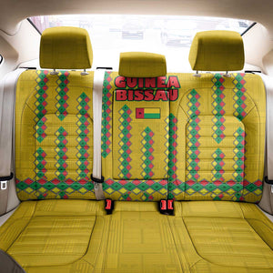 Guinea Bissau Back Car Seat Cover Yellow Tribal Geometric Design and National Flag - African Pride