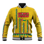 Guinea Bissau Baseball Jacket Yellow Tribal Geometric Design and National Flag - African Pride
