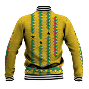 Guinea Bissau Baseball Jacket Yellow Tribal Geometric Design and National Flag - African Pride