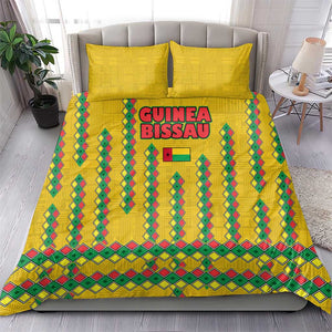 Guinea Bissau Bedding Set Yellow Tribal Geometric Design and National Flag - African Pride
