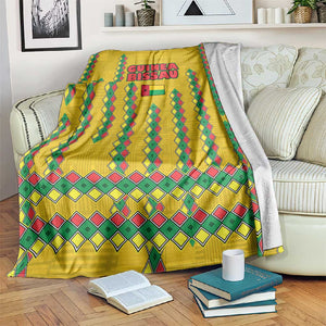 Guinea Bissau Blanket Yellow Tribal Geometric Design and National Flag - African Pride
