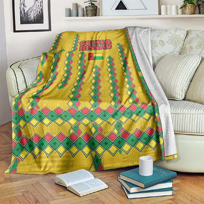 Guinea Bissau Blanket Yellow Tribal Geometric Design and National Flag - African Pride