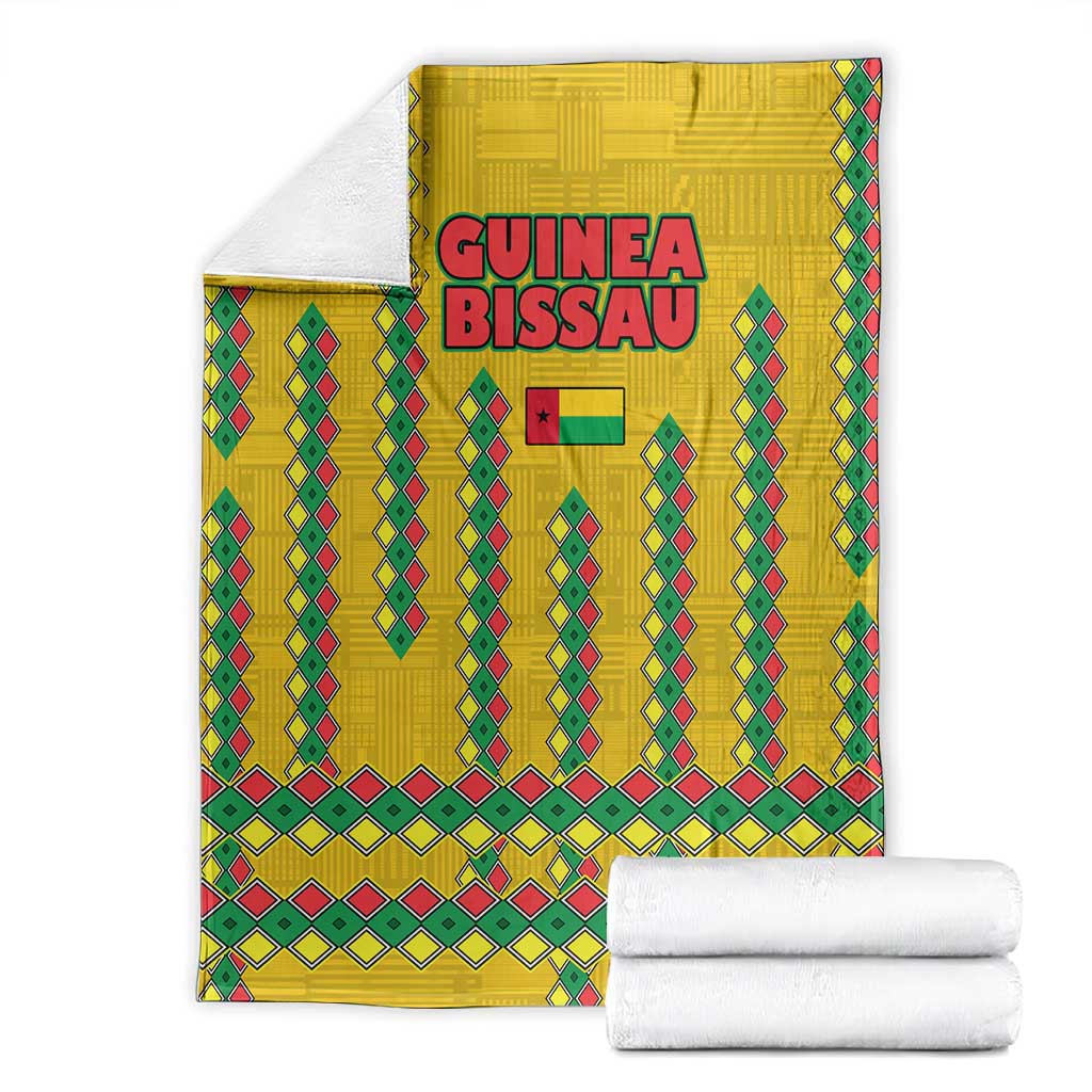 Guinea Bissau Blanket Yellow Tribal Geometric Design and National Flag - African Pride