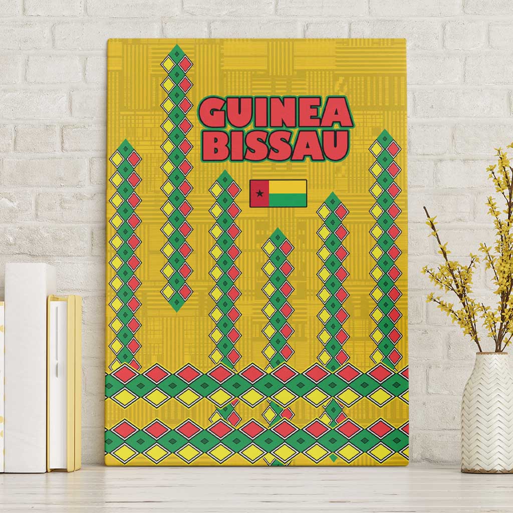 Guinea Bissau Canvas Wall Art Yellow Tribal Geometric Design and National Flag - African Pride