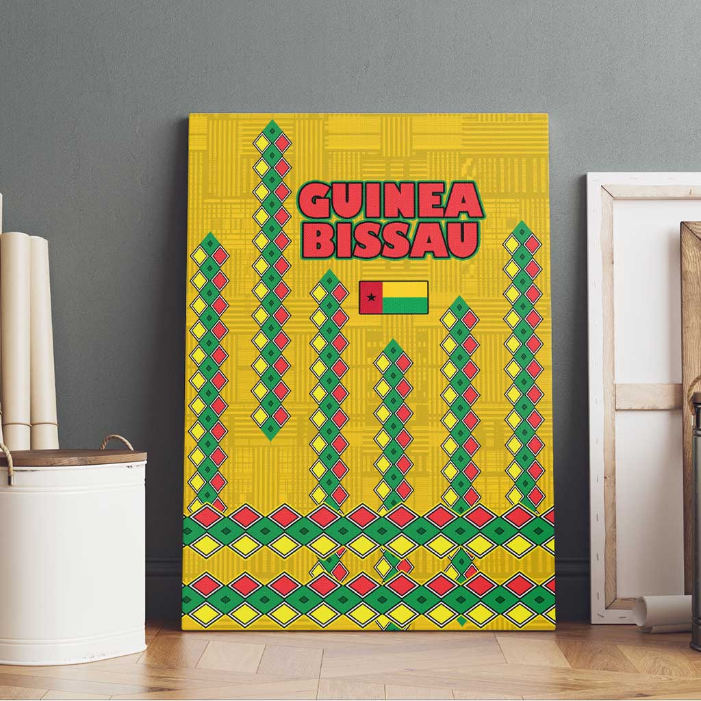 Guinea Bissau Canvas Wall Art Yellow Tribal Geometric Design and National Flag - African Pride