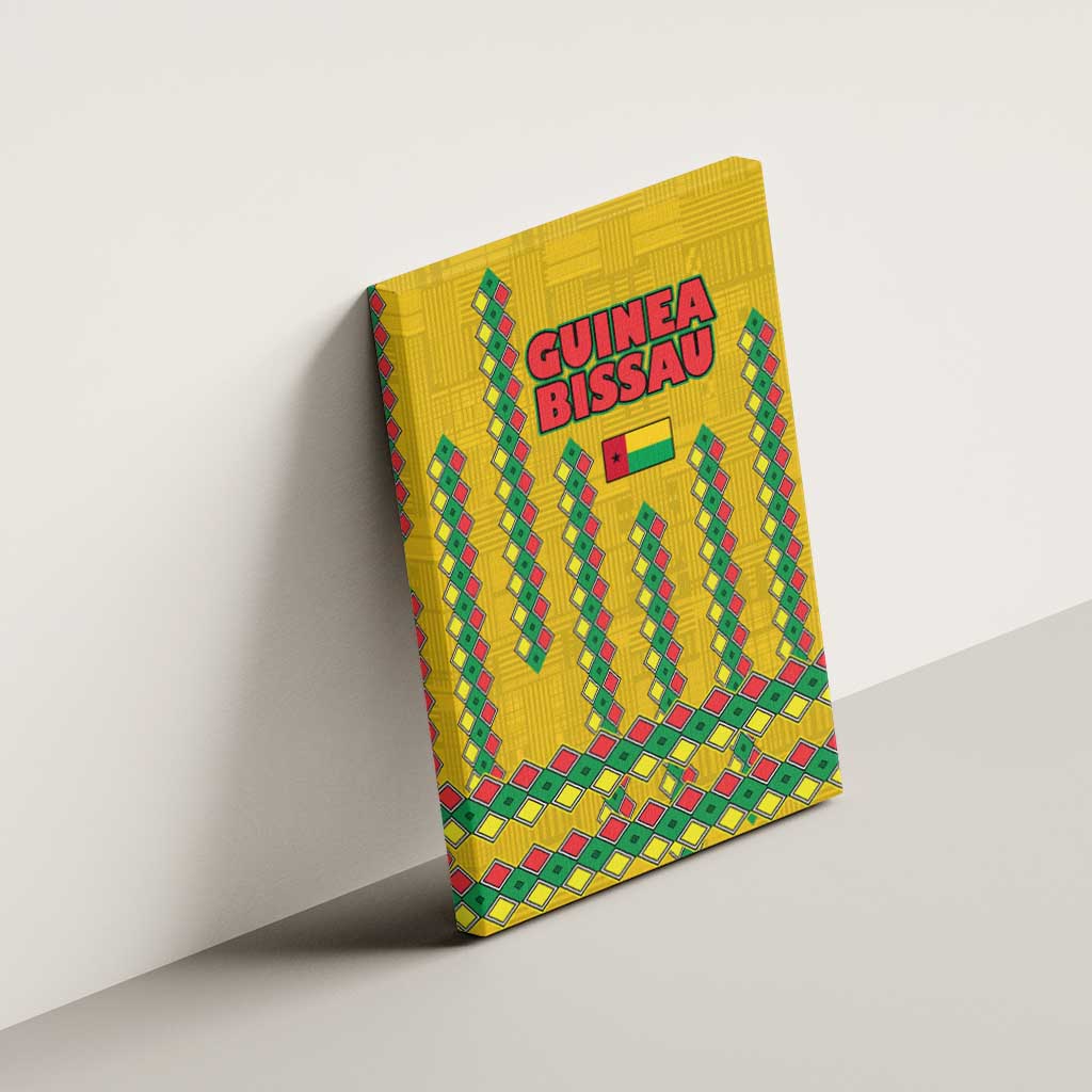 Guinea Bissau Canvas Wall Art Yellow Tribal Geometric Design and National Flag - African Pride