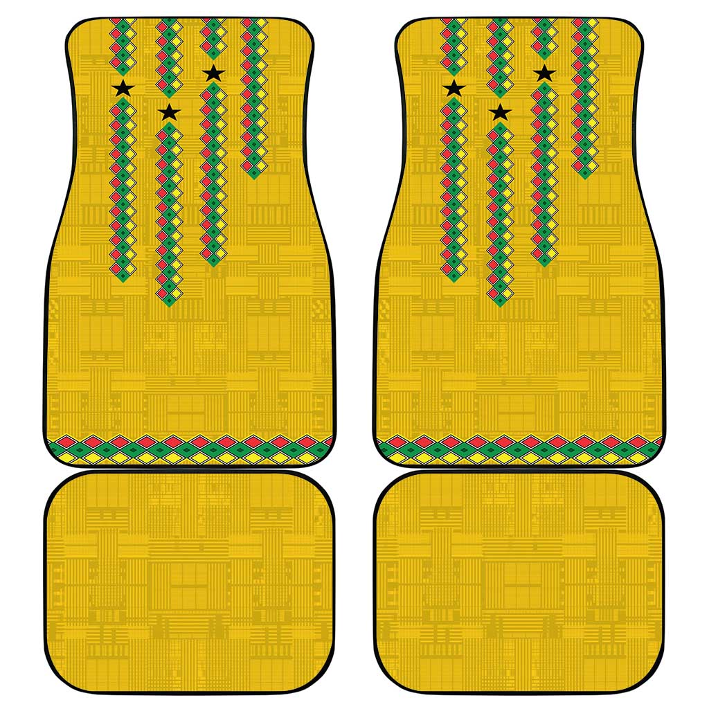 Guinea Bissau Car Mats Yellow Tribal Geometric Design and National Flag - African Pride