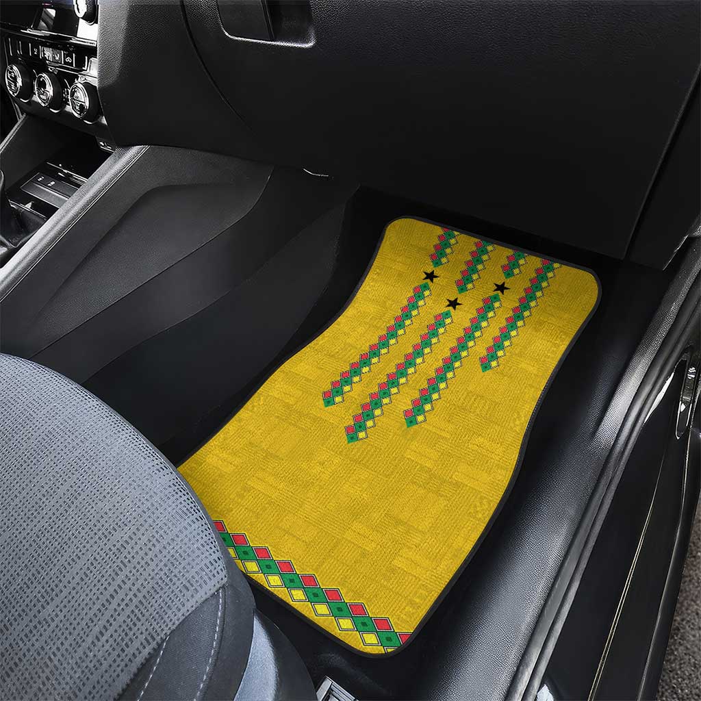 Guinea Bissau Car Mats Yellow Tribal Geometric Design and National Flag - African Pride