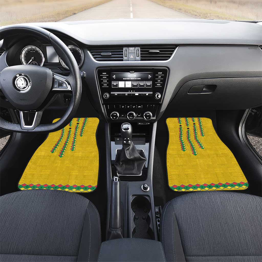 Guinea Bissau Car Mats Yellow Tribal Geometric Design and National Flag - African Pride