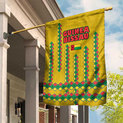 Guinea Bissau Garden Flag Yellow Tribal Geometric Design and National Flag - African Pride