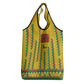 Guinea Bissau Grocery Bag Yellow Tribal Geometric Design and National Flag - African Pride