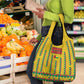 Guinea Bissau Grocery Bag Yellow Tribal Geometric Design and National Flag - African Pride