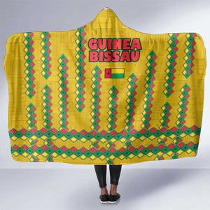 Guinea Bissau Hooded Blanket Yellow Tribal Geometric Design and National Flag - African Pride