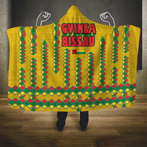 Guinea Bissau Hooded Blanket Yellow Tribal Geometric Design and National Flag - African Pride