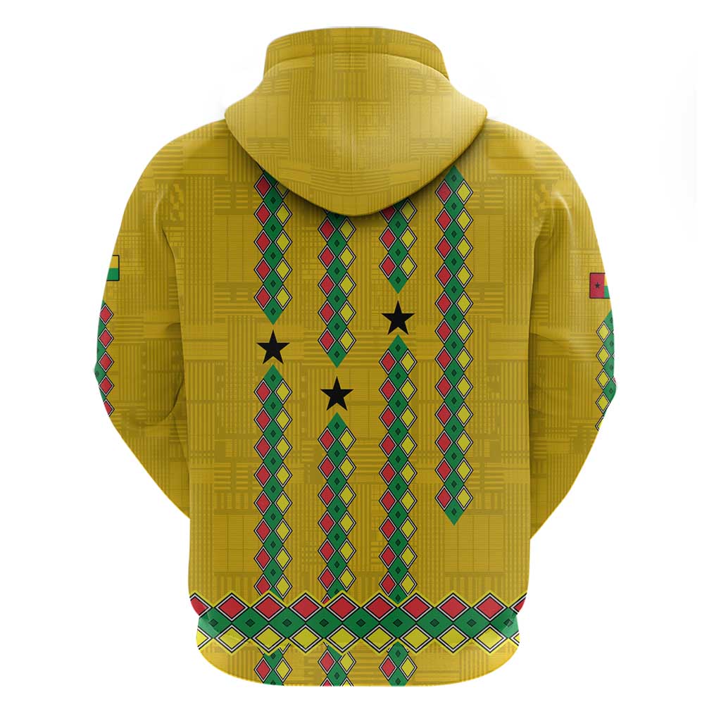 Guinea Bissau Hoodie Yellow Tribal Geometric Design and National Flag - African Pride