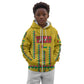 Guinea Bissau Kid Hoodie Yellow Tribal Geometric Design and National Flag - African Pride