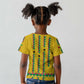 Guinea Bissau Kid T shirt Yellow Tribal Geometric Design and National Flag - African Pride