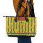 Guinea Bissau Leather Tote Bag Yellow Tribal Geometric Design and National Flag - African Pride