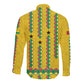 Guinea Bissau Long Sleeve Button Shirt Yellow Tribal Geometric Design and National Flag - African Pride