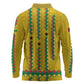 Guinea Bissau Long Sleeve Polo Shirt Yellow Tribal Geometric Design and National Flag - African Pride