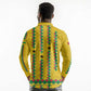 Guinea Bissau Long Sleeve Polo Shirt Yellow Tribal Geometric Design and National Flag - African Pride