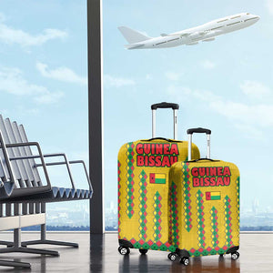 Guinea Bissau Luggage Cover Yellow Tribal Geometric Design and National Flag - African Pride