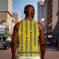Guinea Bissau Men Tank Top Yellow Tribal Geometric Design and National Flag - African Pride