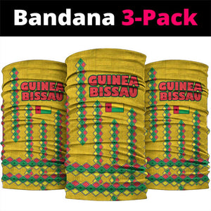 Guinea Bissau Neck Gaiter Yellow Tribal Geometric Design and National Flag - African Pride