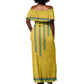 Guinea Bissau Off Shoulder Maxi Dress Yellow Tribal Geometric Design and National Flag - African Pride