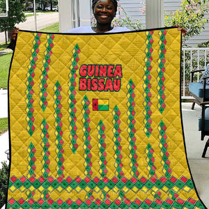 Guinea Bissau Quilt Yellow Tribal Geometric Design and National Flag - African Pride