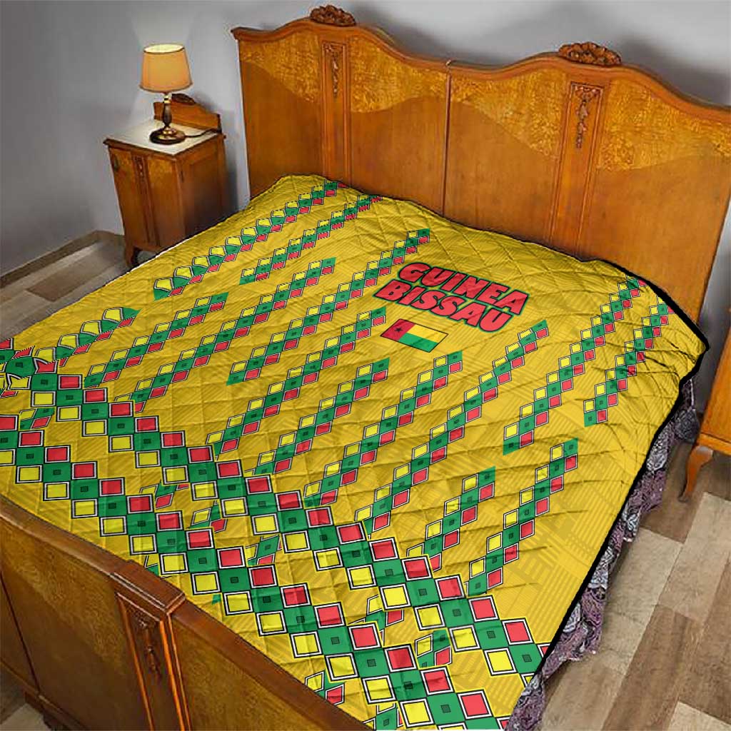 Guinea Bissau Quilt Yellow Tribal Geometric Design and National Flag - African Pride