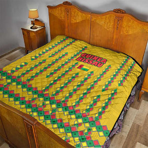 Guinea Bissau Quilt Yellow Tribal Geometric Design and National Flag - African Pride