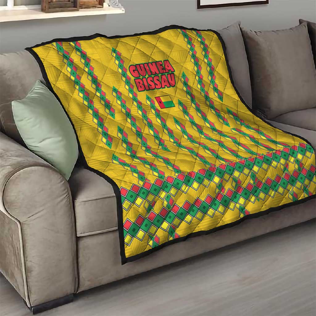 Guinea Bissau Quilt Yellow Tribal Geometric Design and National Flag - African Pride