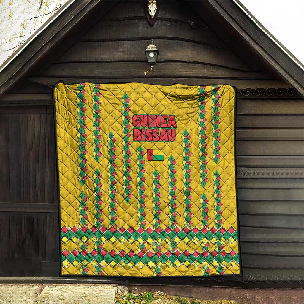 Guinea Bissau Quilt Yellow Tribal Geometric Design and National Flag - African Pride