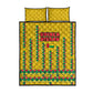 Guinea Bissau Quilt Bed Set Yellow Tribal Geometric Design and National Flag - African Pride