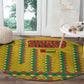 Guinea Bissau Round Carpet Yellow Tribal Geometric Design and National Flag - African Pride