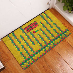 Guinea Bissau Rubber Doormat Yellow Tribal Geometric Design and National Flag - African Pride