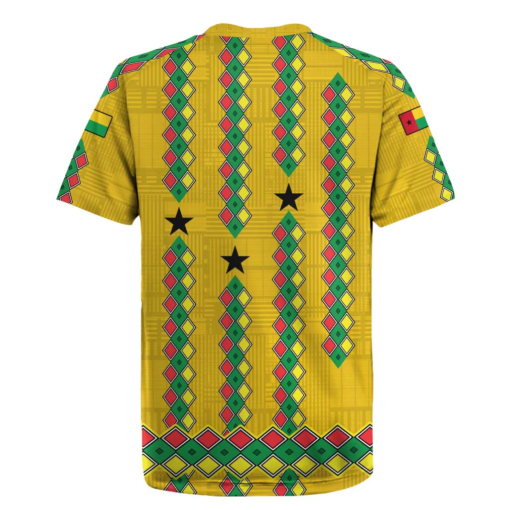 Guinea Bissau Rugby Jersey Yellow Tribal Geometric Design and National Flag - African Pride