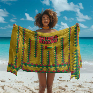 Guinea Bissau Sarong Yellow Tribal Geometric Design and National Flag - African Pride