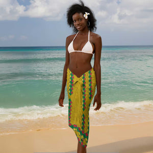 Guinea Bissau Sarong Yellow Tribal Geometric Design and National Flag - African Pride