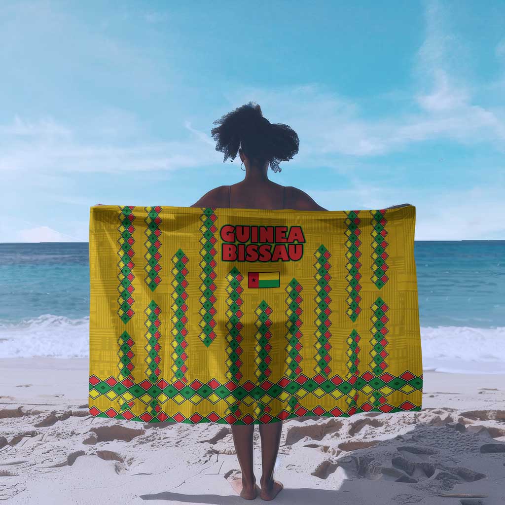 Guinea Bissau Sarong Yellow Tribal Geometric Design and National Flag - African Pride
