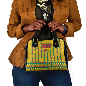 Guinea Bissau Shoulder Handbag Yellow Tribal Geometric Design and National Flag - African Pride