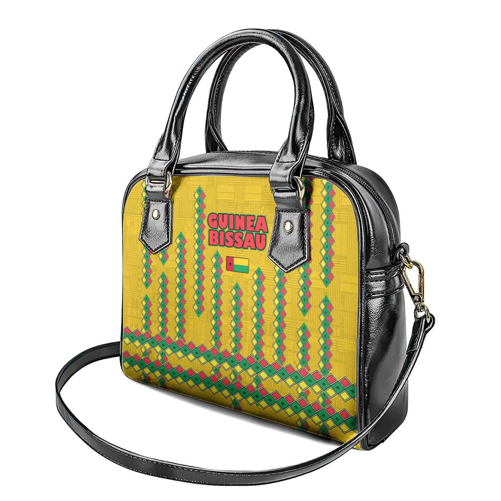 Guinea Bissau Shoulder Handbag Yellow Tribal Geometric Design and National Flag - African Pride