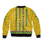 Guinea Bissau Sleeve Zip Bomber Jacket Yellow Tribal Geometric Design and National Flag - African Pride