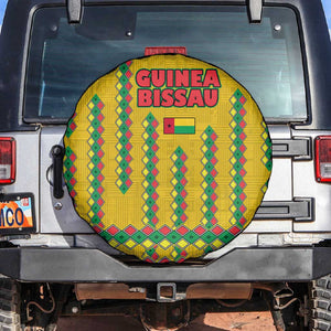 Guinea Bissau Spare Tire Cover Yellow Tribal Geometric Design and National Flag - African Pride