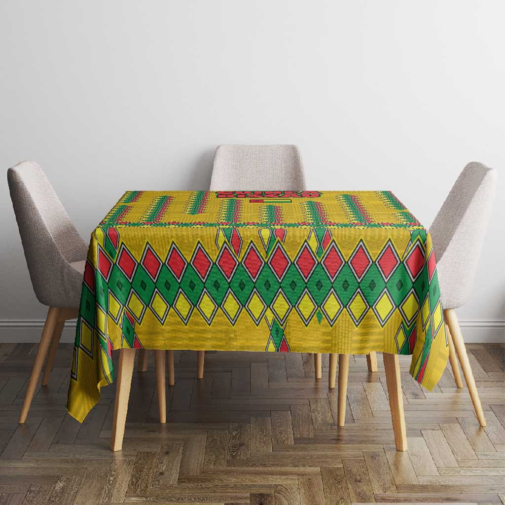 Guinea Bissau Tablecloth Yellow Tribal Geometric Design and National Flag - African Pride