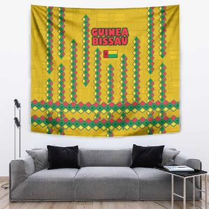 Guinea Bissau Tapestry Yellow Tribal Geometric Design and National Flag - African Pride