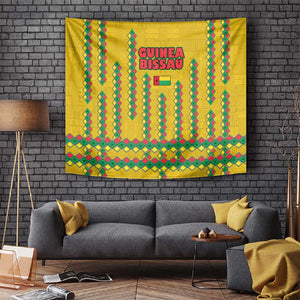 Guinea Bissau Tapestry Yellow Tribal Geometric Design and National Flag - African Pride