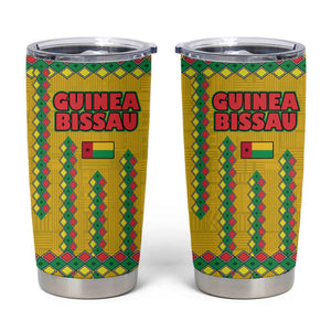 Guinea Bissau Tumbler Cup Yellow Tribal Geometric Design and National Flag - African Pride